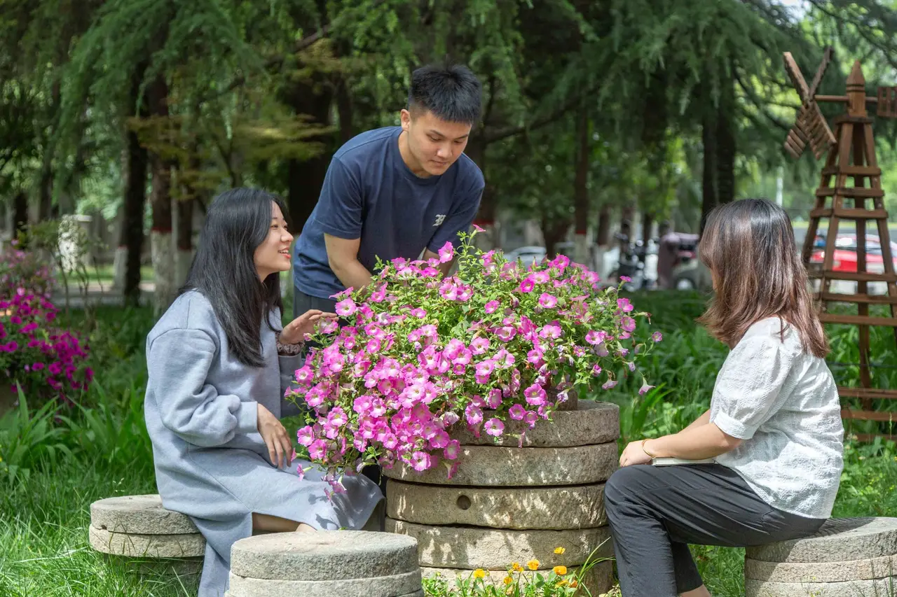 Adults enjoying a community garden