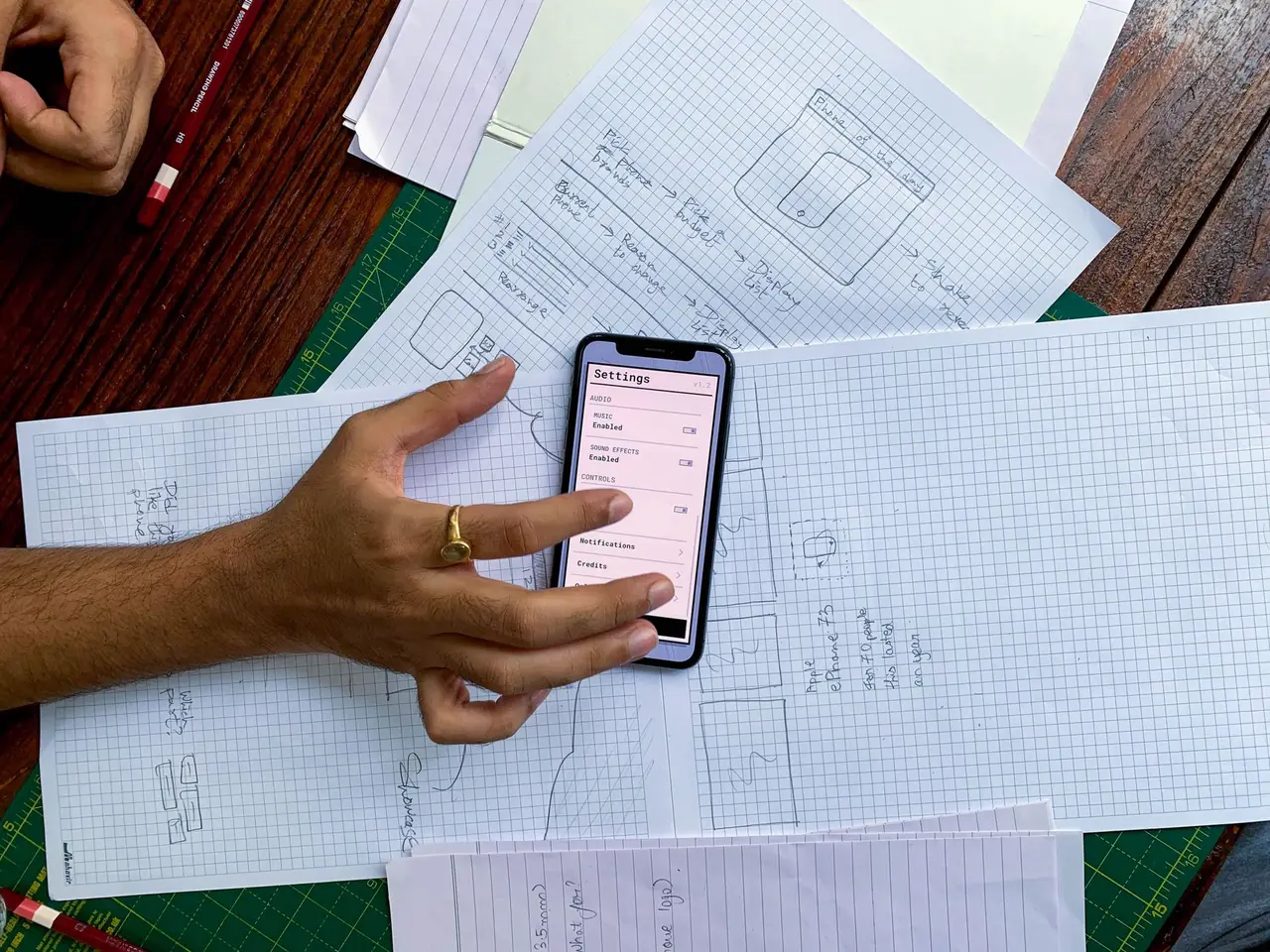 Sketching wireframes on paper